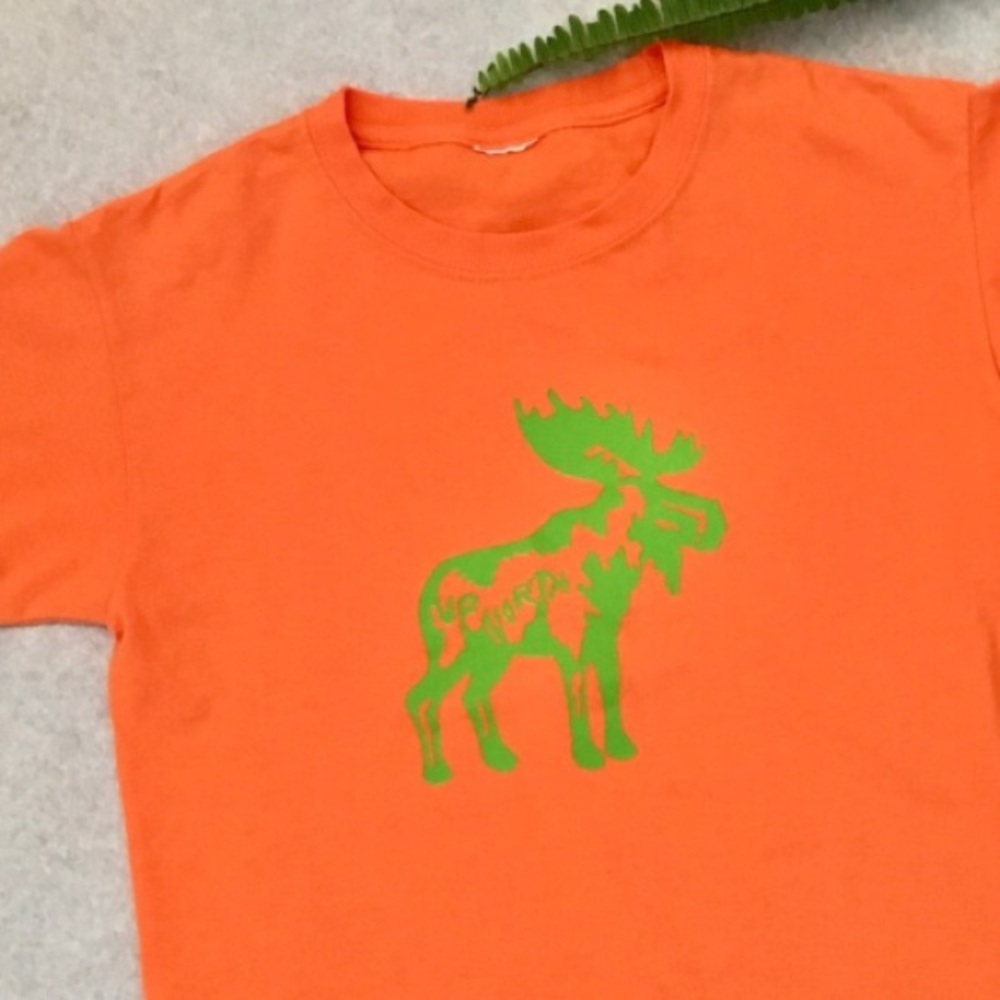 LP 100% Cotton Moose Graphic T-Shirt Orange Green | 33” Chest